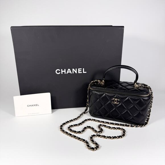 Chanel Quilted Lambskin Top Handle Vanity Case On Chain - Picture 2 of 12